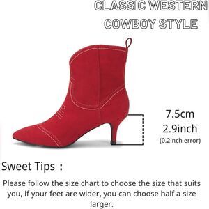 (59-4340) COUTGO  Womens Western Pointed Toe Ankle Boots Kitten Heel Sz 8